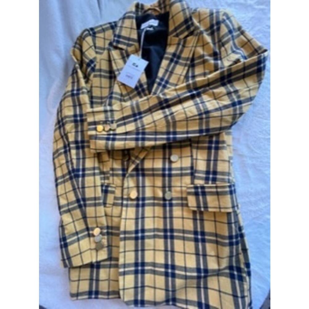 NWT Free Assembly Yellow/Black Plaid Blazer Jacket size medium M - Picture 6 of 6